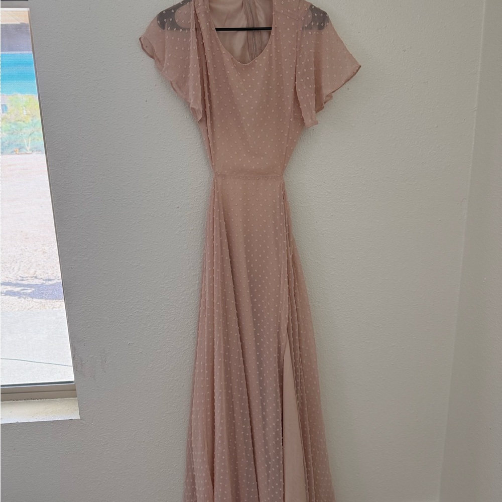 Lulu's Blush Pink Maxi Dress with Polka Dots